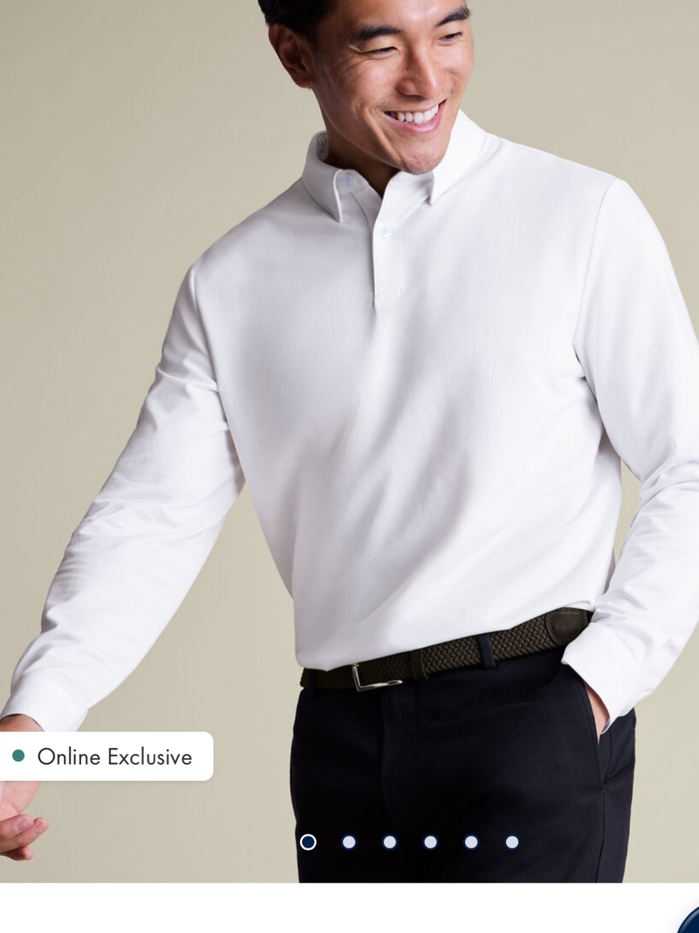NWT Charles Tyrwhitt Long Sleeve Performance Jersey Polo